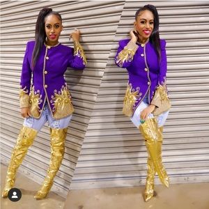 Vintage Purple Blazer w/ Gold Embellishments